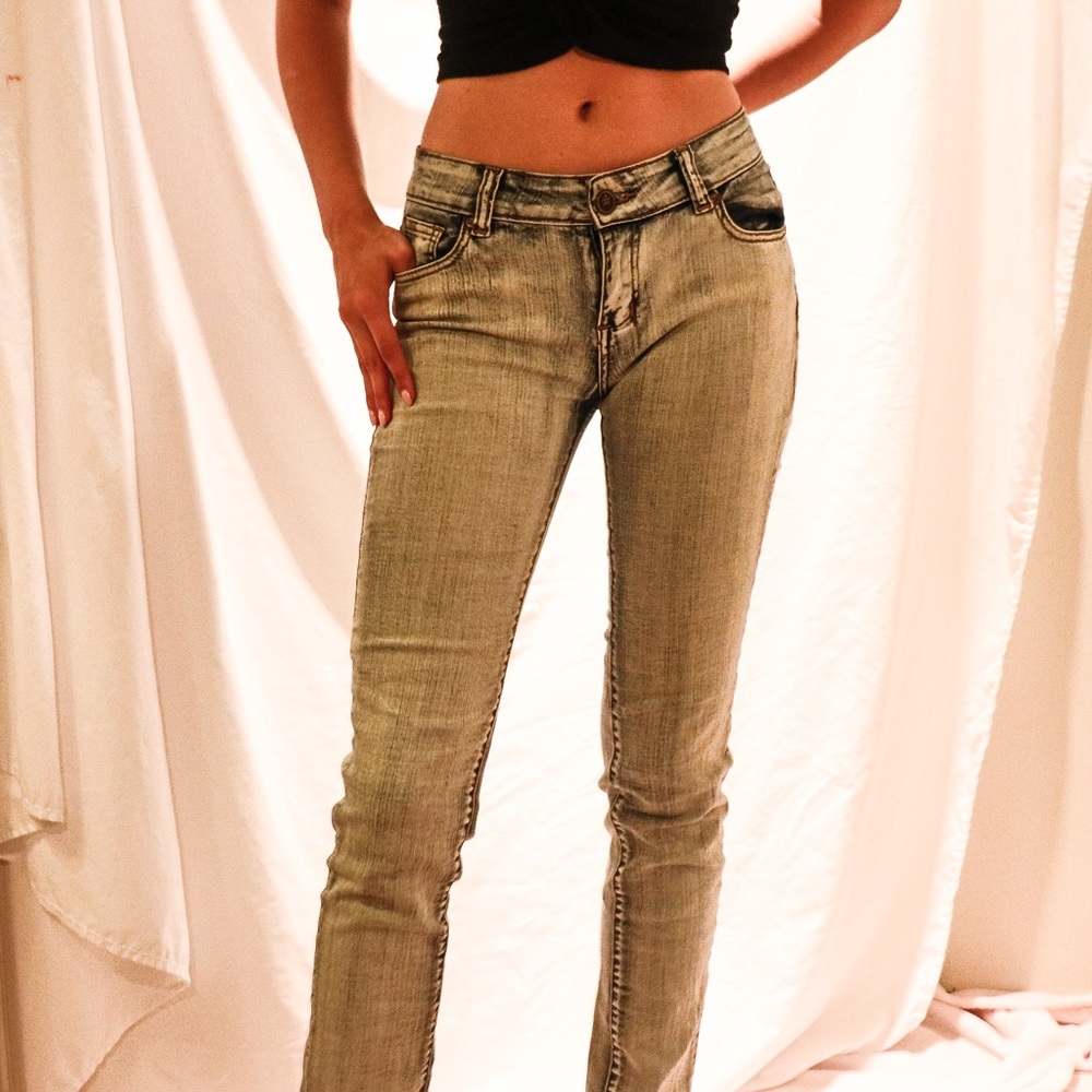 Forever 21 Skinny Acid-Washed Jeans